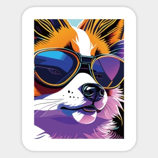 Shades of Cool: A Stylish Dog in Sunglasses Sticker
